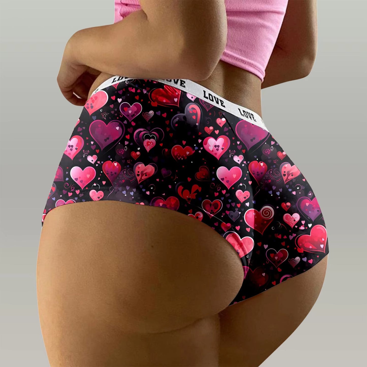 Valentine'S Day Panties Womens Breathable Sports Briefs Seamless Ladies Underwear Sex Heart Print Lingerie Thongs Thin Intimate