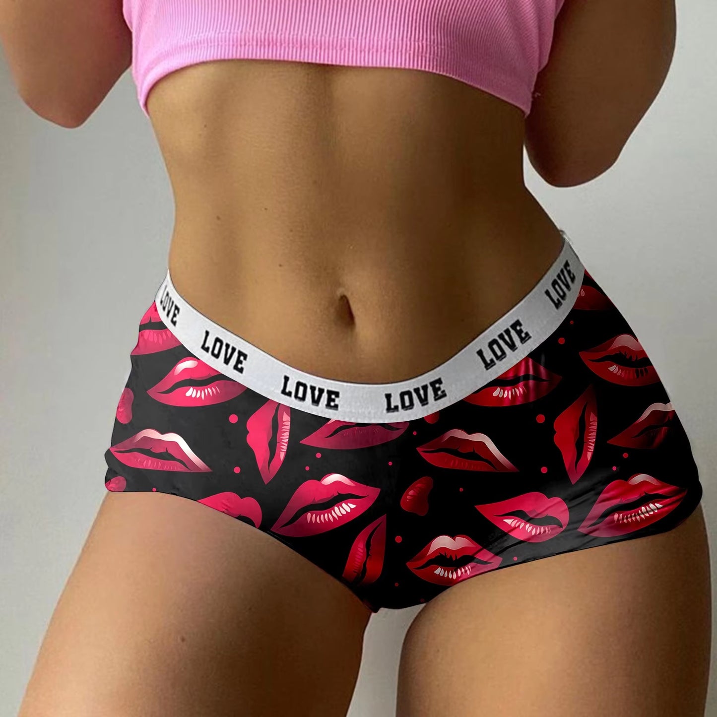 Valentine'S Day Panties Womens Breathable Sports Briefs Seamless Ladies Underwear Sex Heart Print Lingerie Thongs Thin Intimate