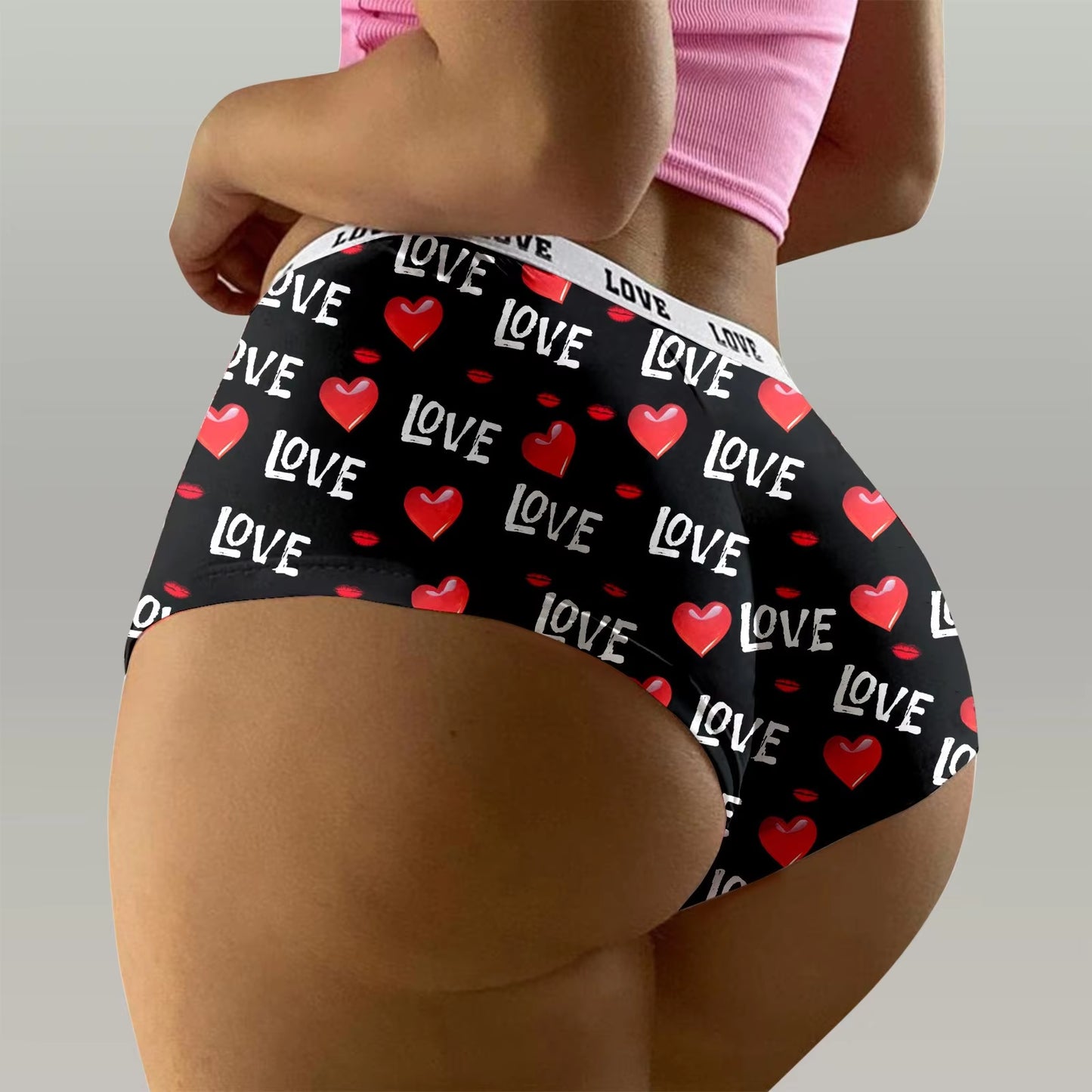 Valentine'S Day Panties Womens Breathable Sports Briefs Seamless Ladies Underwear Sex Heart Print Lingerie Thongs Thin Intimate