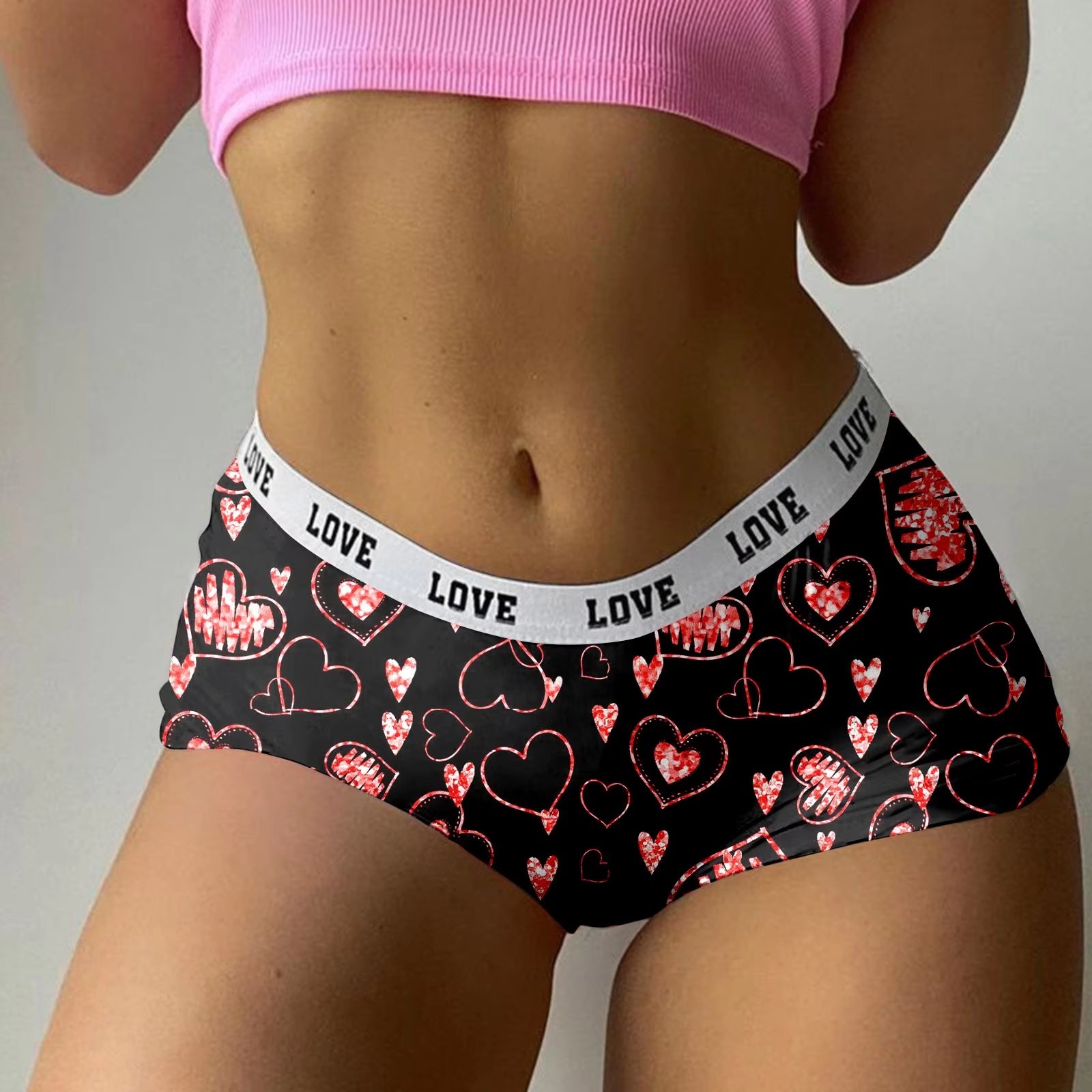 Valentine'S Day Panties Womens Breathable Sports Briefs Seamless Ladies Underwear Sex Heart Print Lingerie Thongs Thin Intimate