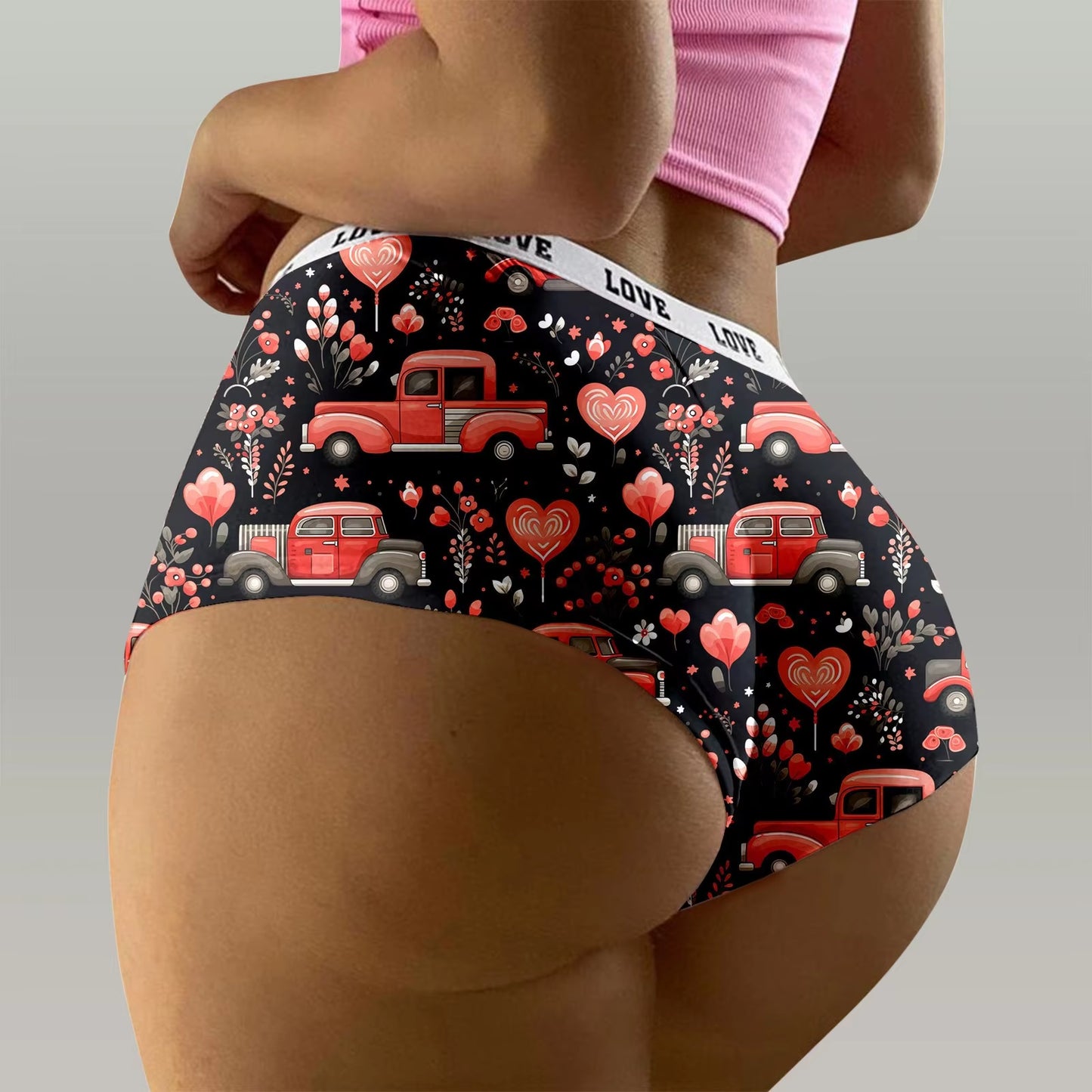 Valentine'S Day Panties Womens Breathable Sports Briefs Seamless Ladies Underwear Sex Heart Print Lingerie Thongs Thin Intimate